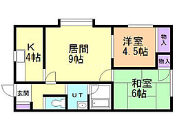 コーポあじさいの詩 2LDKの間取図画像