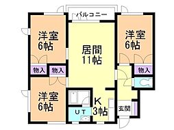 グリーンハイツF棟 3LDKの間取図画像