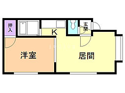 AC発寒弐番館 1LDKの間取図画像