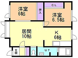 やすらぎ 2LDKの間取図画像