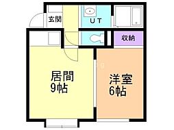 ユニゾン西町 1LDKの間取図画像