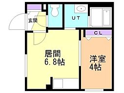 札幌市西区発寒三条6丁目マンション 1DKの間取図画像