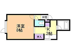 アストリア曙 1Kの間取図画像