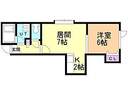 コモエヒル 1LDKの間取図画像