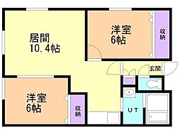 竹道ビル 2LDKの間取図画像
