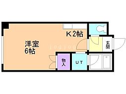 パレス発寒南 1Kの間取図画像
