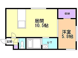 レブニーズザ・レジデンス二十四軒ファースト 1LDKの間取図画像