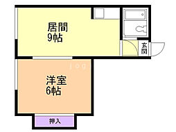 シャネル八軒B 1LDKの間取図画像