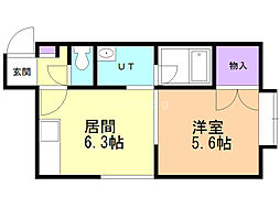 ジョイ発寒 1DKの間取図画像