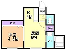 K・N発寒4条 1LDKの間取図画像