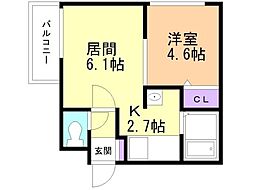 レオン 1LDKの間取図画像