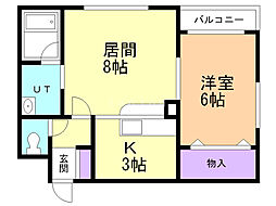 アーバン・ライフ西町 1LDKの間取図画像