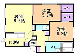 メゾンフレグランス 2LDKの間取図画像