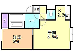 チェルシー曙 1LDKの間取図画像