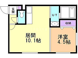グランディール二十四軒 1LDKの間取図画像