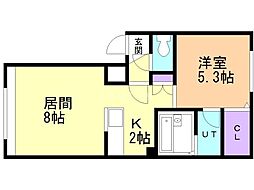 グランメールウエスト9 1LDKの間取図画像