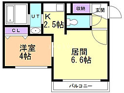 カラライズ琴似 1LDKの間取図画像