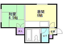 ハイツ西町A 1DKの間取図画像
