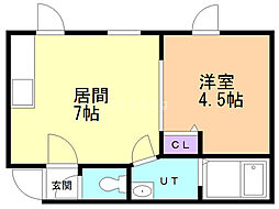 キアーロ・琴似 1DKの間取図画像