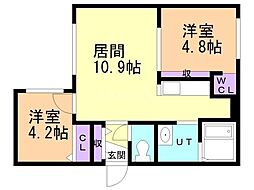 札幌市西区西町南9丁目マンション 2LDKの間取図画像