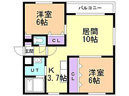 パークハイム 2LDKの間取図画像