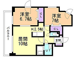 アルティ発寒 2LDKの間取図画像
