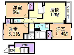 アルドール2 3LDKの間取図画像