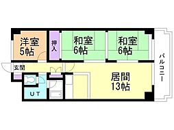 高伸ハイツ 3LDKの間取図画像