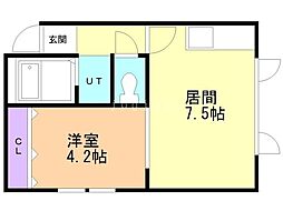 高伸ハイム 1DKの間取図画像