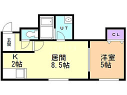 サンテラスクイーン 1LDKの間取図画像