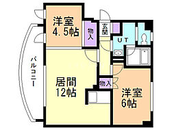 グランヒルズ星置 2LDKの間取図画像