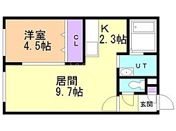 プロスペリティ手稲 1LDKの間取図画像