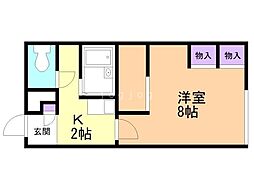 レオパレスロワジール西野A 1Kの間取図画像