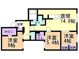 札幌市西区山の手三条2丁目マンション 3LDKの間取図画像