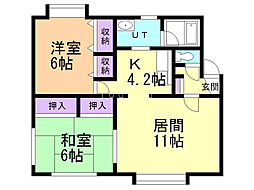 ハイムリバーサイド 2LDKの間取図画像