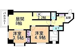 プライムアーバン宮の沢 2LDKの間取図画像