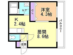 ドルチェディーバ発寒南 1LDKの間取図画像