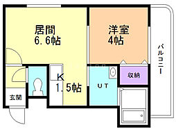 フルハート 1DKの間取図画像