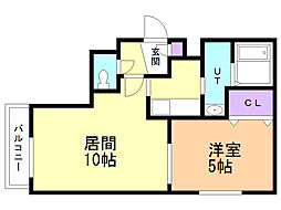 セントラルステート発寒 1LDKの間取図画像