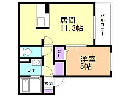 ブランドール八軒 1LDKの間取図画像