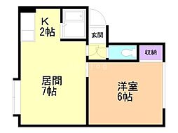 グリーンヴィレッジ富丘 1LDKの間取図画像