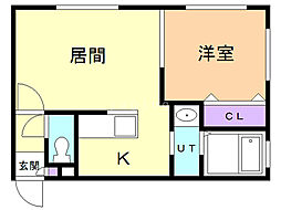 エスパシオ八軒 1LDKの間取図画像