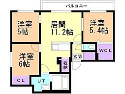 パーク農試館 3LDKの間取図画像