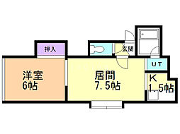 スカイスクレーバー富丘 1LDKの間取図画像