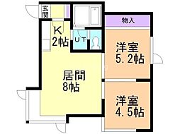 ガーデンコート西野 2LDKの間取図画像