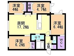 ゼスティ山の手 4LDKの間取図画像