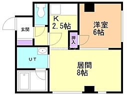 ビュークレスト山の手 1LDKの間取図画像