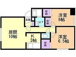 ベル・リビオン 2LDKの間取図画像