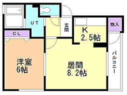 ラインストリーム 1LDKの間取図画像