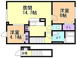 サンリット手稲駅前 2LDKの間取図画像
